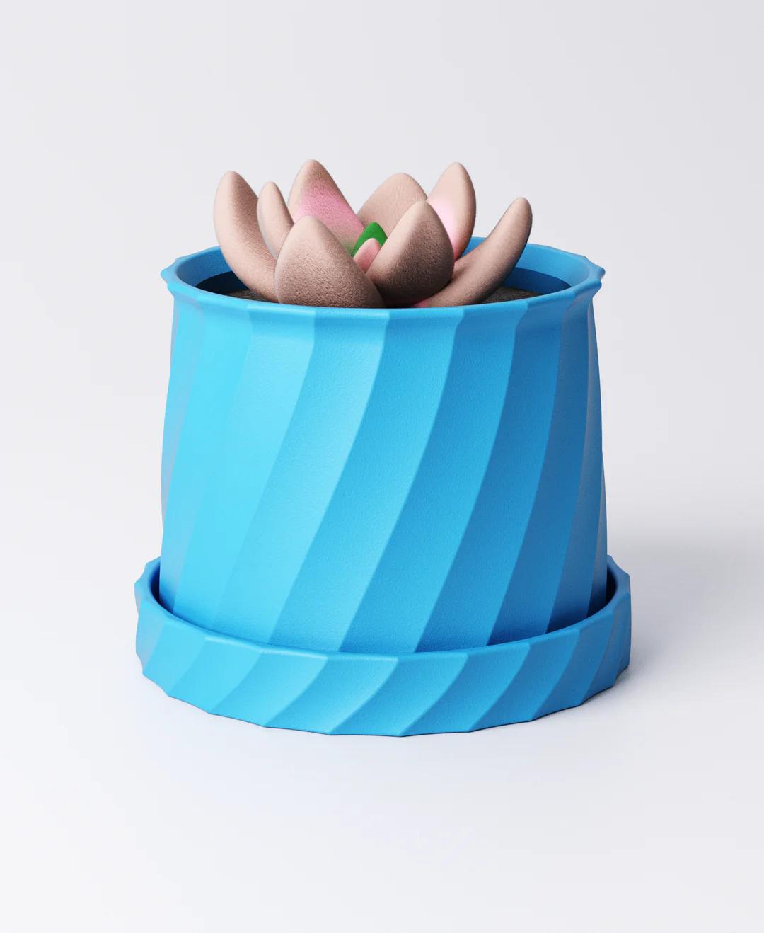 Small Curved Planter with Drip Tray Set of 3