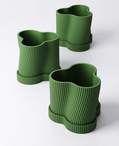 Ripple Planter with Drip Tray | 8 × 9 × 7 cm