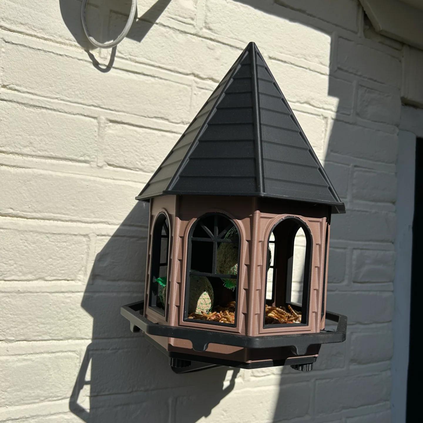 Classic Octagonal Bird Feeder House - Weatherproof PETG with Wall Mount Bracket - Made in Australia