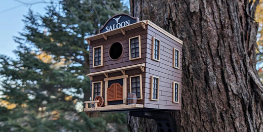 Wild West Saloon Birdhouse - 18 × 18 × 20 cm - Decorative Garden Bird House