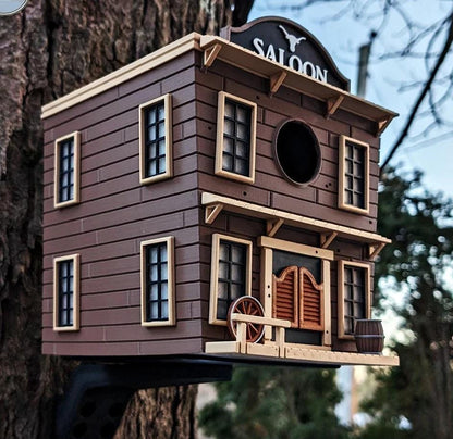 Wild West Saloon Birdhouse - 18 × 18 × 20 cm - Decorative Garden Bird House