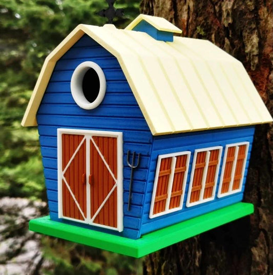 Rustic Barn Birdhouse | Whimsical Garden Decor Gift (13 x 16 x 16 cm)