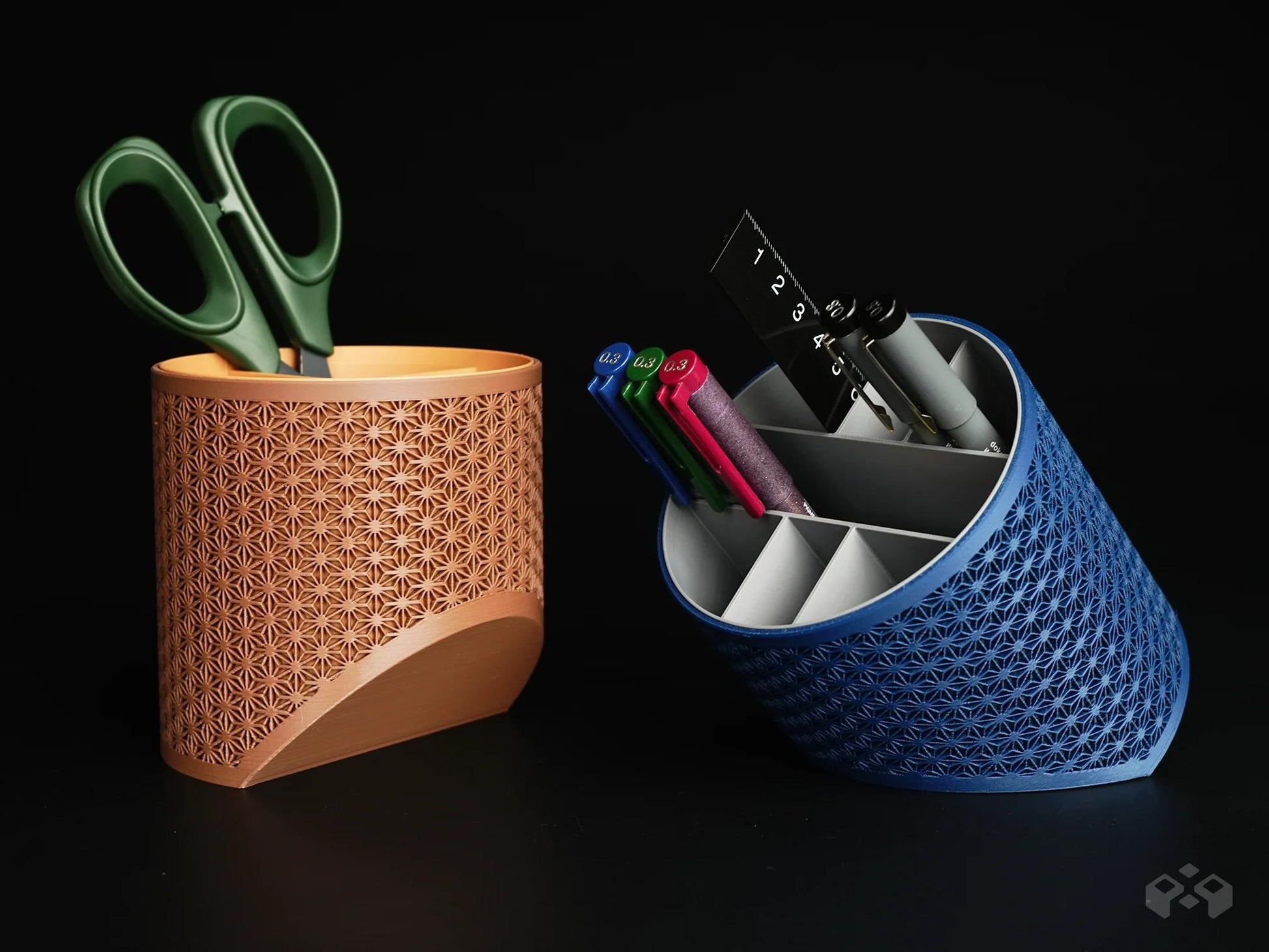 Asanoha Pen Holder - Desk Organizer | 5 Internal Layout Options