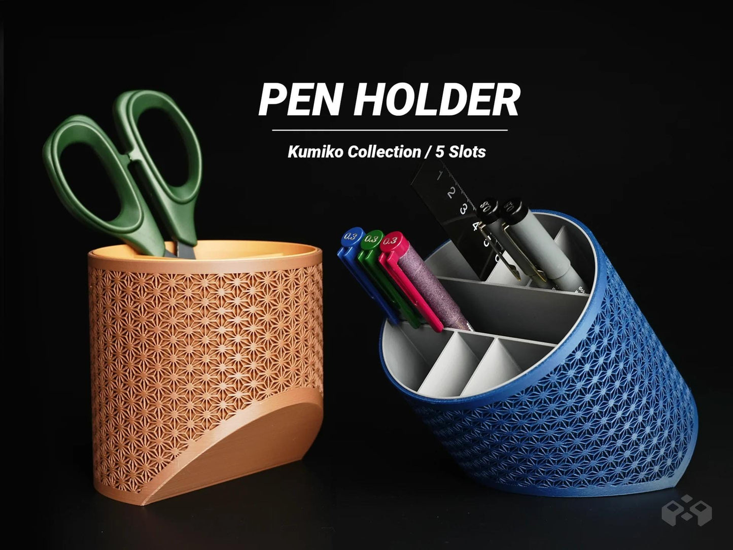 Asanoha Pen Holder - Desk Organizer | 5 Internal Layout Options