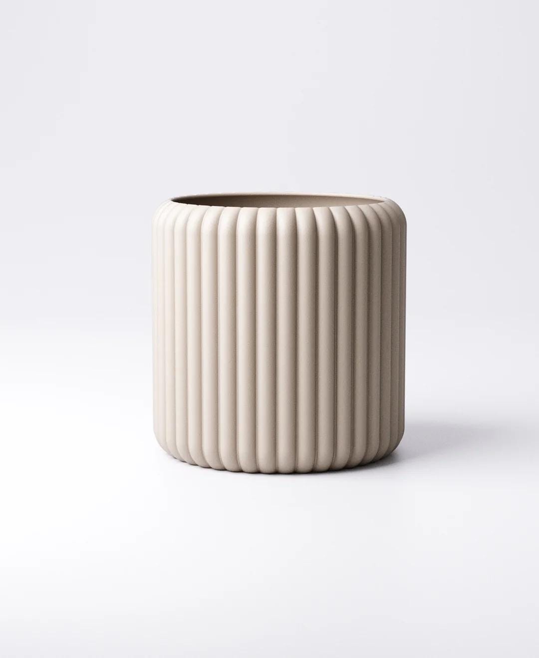Fluted Vase - Ribbed Cylinder | Small 11×11×11 cm or Large 11×11×18 cm or Set of 2