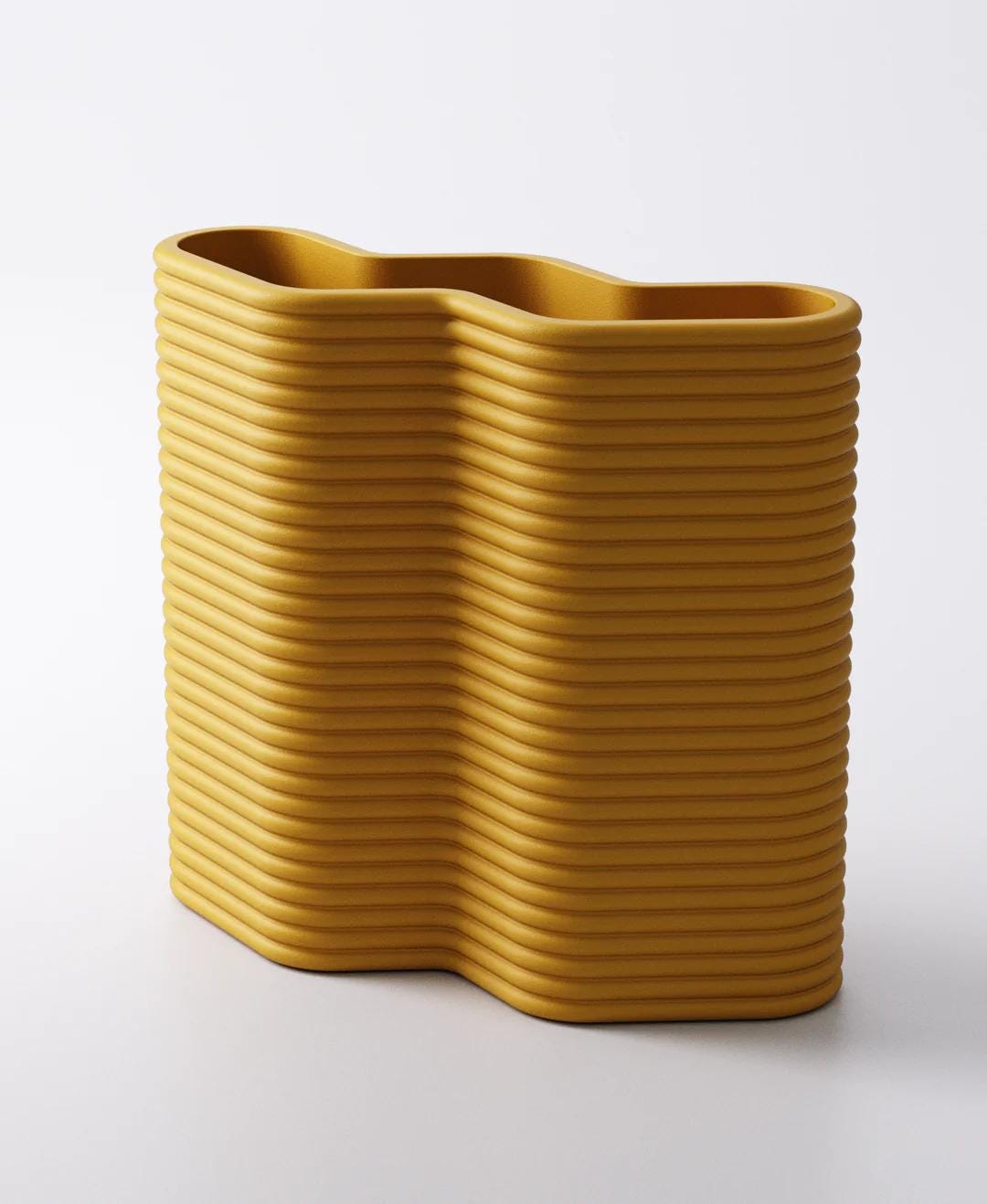 Zigzag Vase - Smooth Texture | 16×5.5×15 cm | Dried Flowers