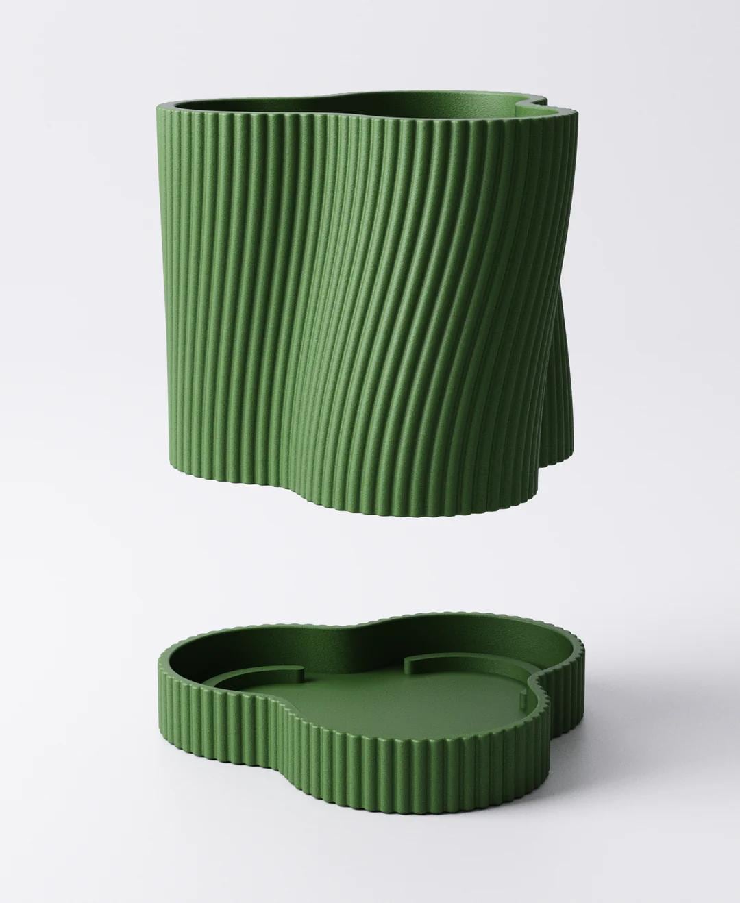 Ripple Planter with Drip Tray | 8 × 9 × 7 cm