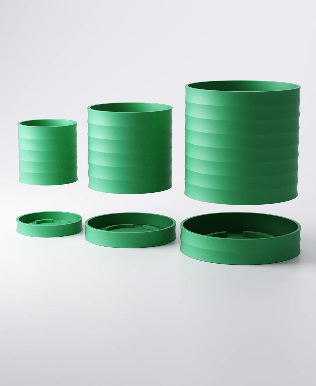 Ripple Planter with Drip Tray - Compact Indoor Plant Pot | Flowing Textured Accent
