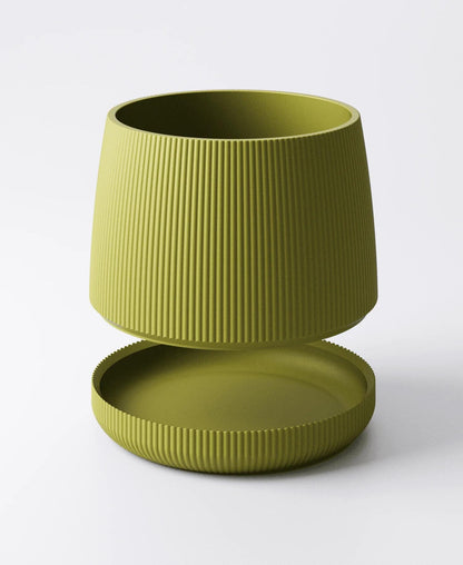 Ridged Planter with Drip Tray 11 x 11x 11cm