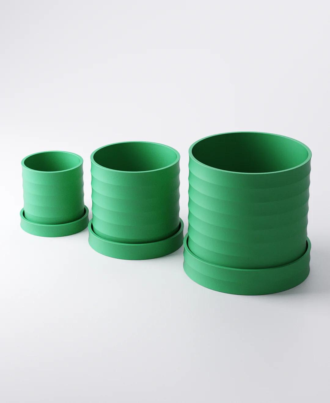Ripple Planter with Drip Tray - Medium Sculptural Indoor Plant Pot | Elegant Everyday Accent