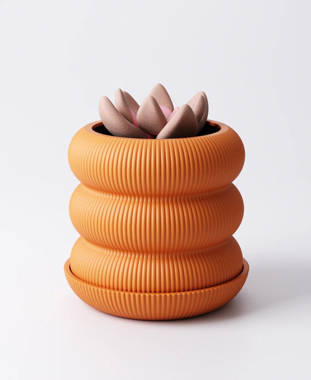 Bubble Planter with Drip Tray - Rounded Modern Indoor Plant Pot | Playful Sculptural Home Décor