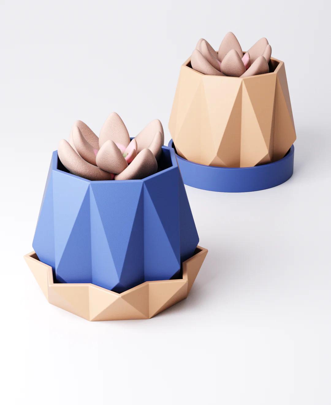 Geometric Planter Type 2 with Drip Tray | 13 x 13 x 11 cm