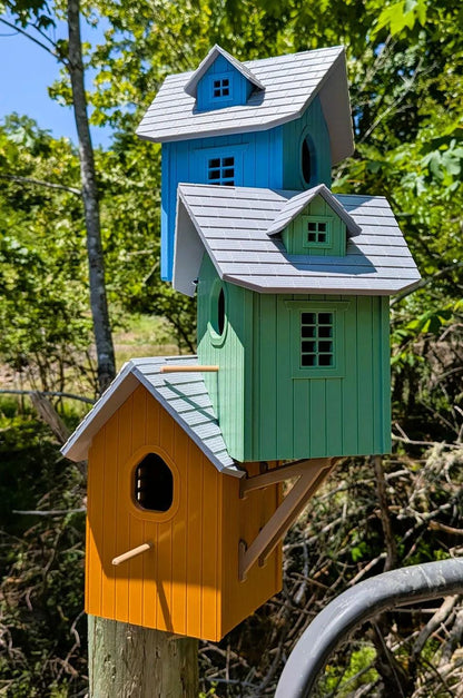 Three-Story Architectural Birdhouse - Premium Multi-Level Garden Feature