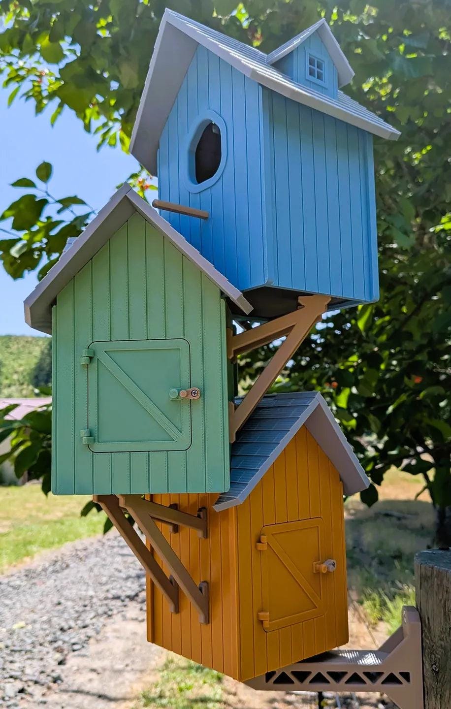 Three-Story Architectural Birdhouse - Premium Multi-Level Garden Feature