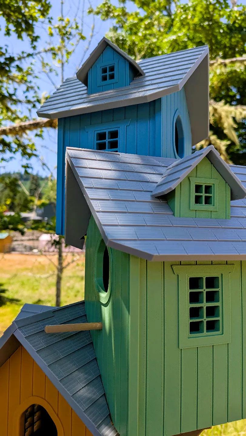 Three-Story Architectural Birdhouse - Premium Multi-Level Garden Feature