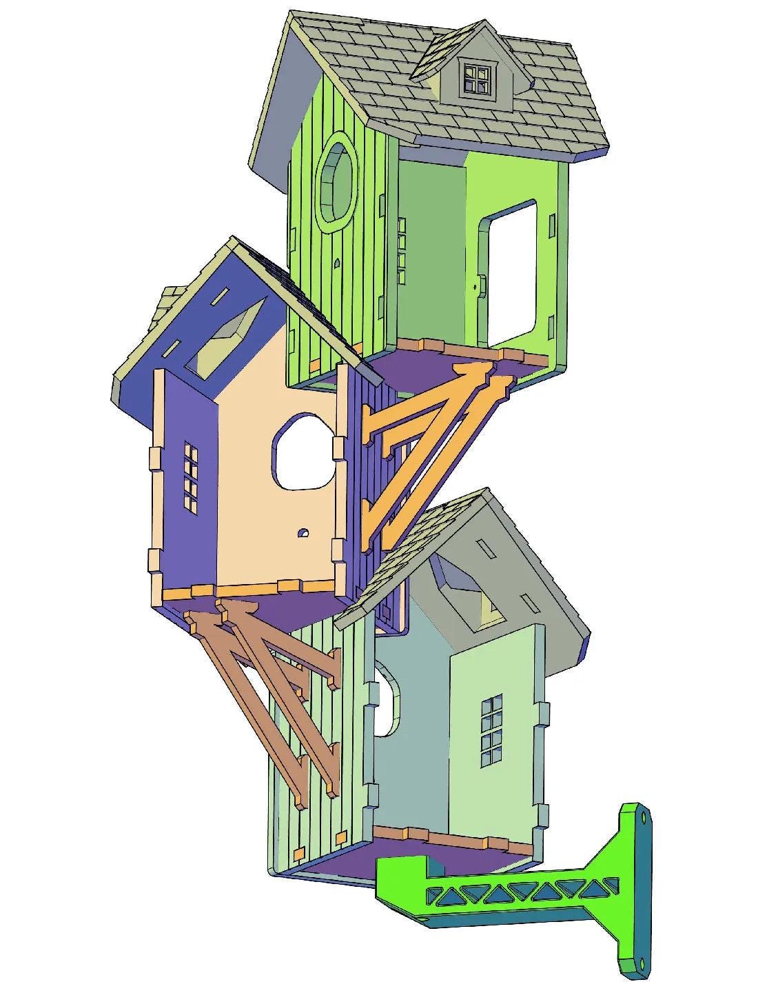 Three-Story Architectural Birdhouse - Premium Multi-Level Garden Feature