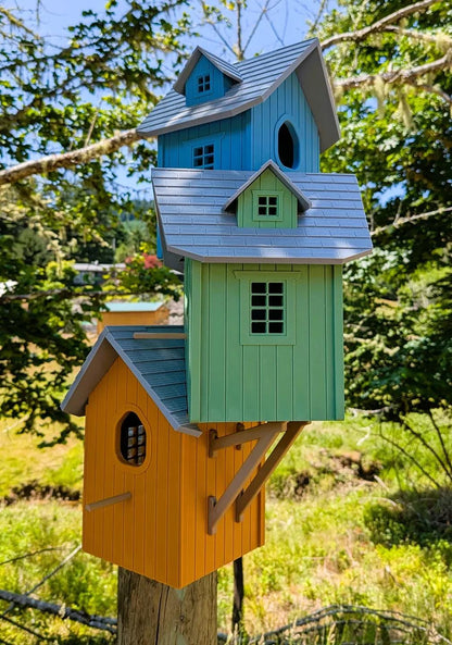 Three-Story Architectural Birdhouse - Premium Multi-Level Garden Feature
