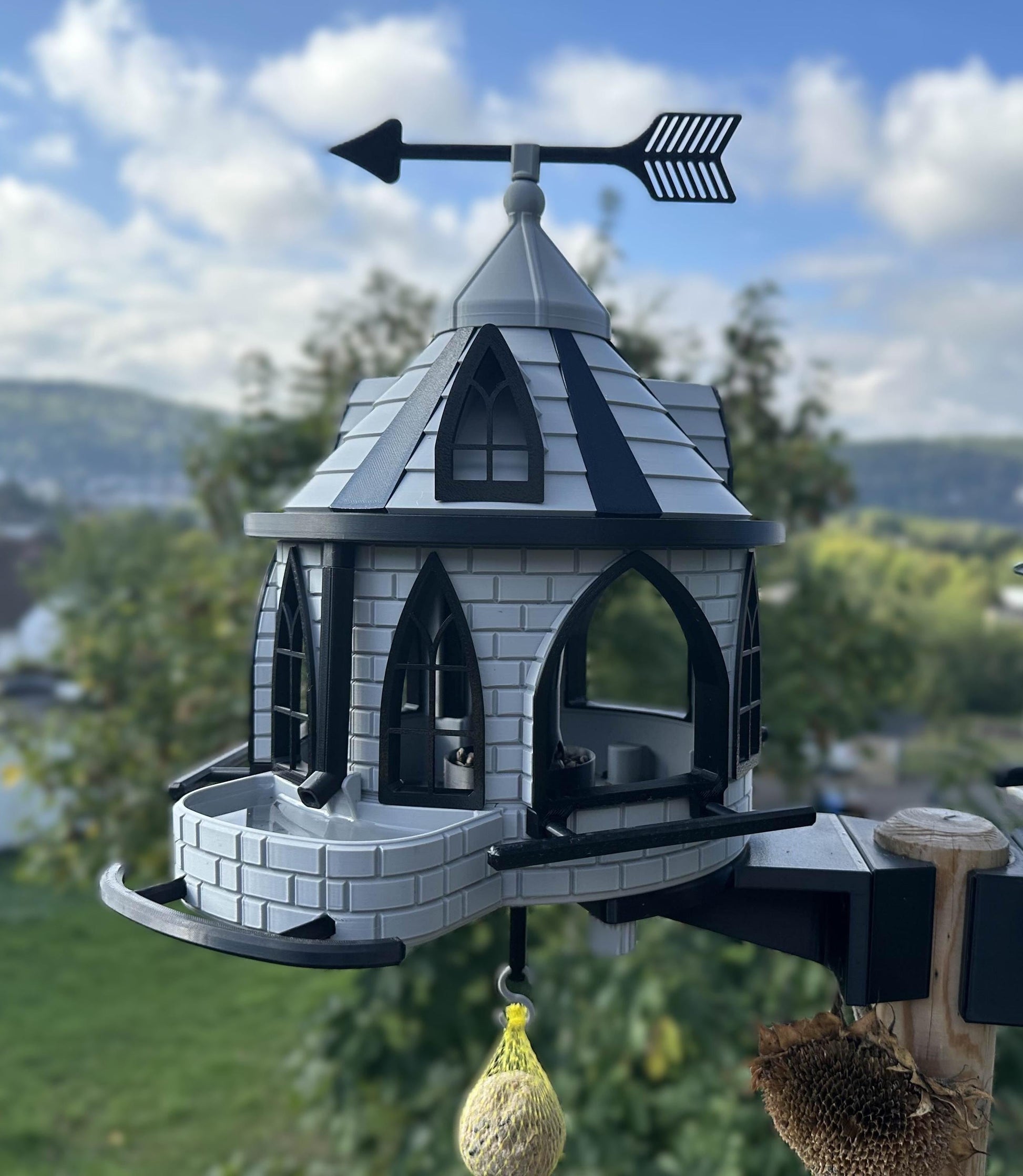 Cathedral Bird Feeder with Integrated Bath - Luxury Garden Feature