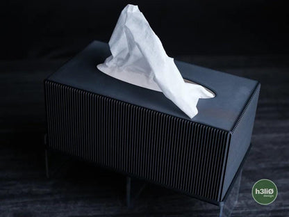 Minimalist Ribbed Tissue Box Cover | Rectangle & Cube Dispenser - Minimalist Tissue Box Cover - Ribbed Texture Tissue Box