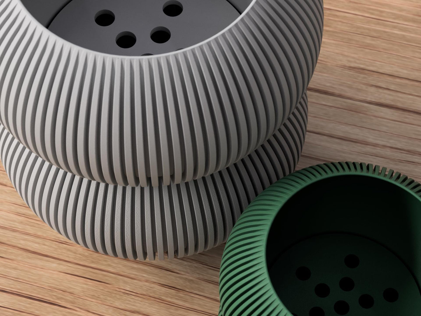 Orbara Planter with Legs - Stacked Sphere Ribbed Vase Planter