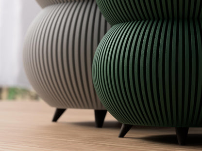 Orbara Planter with Legs - Stacked Sphere Ribbed Vase Planter