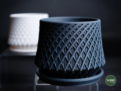 Kairo Geometric Planter with Elevated Drip Plate | Modern Indoor Pot