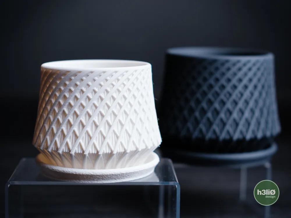 Kairo Geometric Planter with Elevated Drip Plate | Modern Indoor Pot