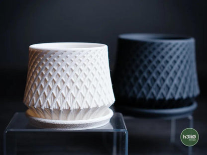 Kairo Geometric Planter with Elevated Drip Plate | Modern Indoor Pot