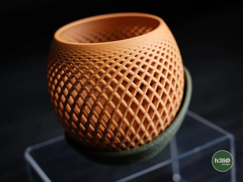 Polygon Orchid Planter with Elevated Wrap-Around Plate | Modern Indoor Pot