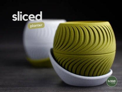Sliced Planter with Elevated Wrap-Around Plate | Modern Indoor Pot