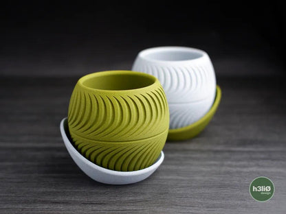 Sliced Planter with Elevated Wrap-Around Plate | Modern Indoor Pot