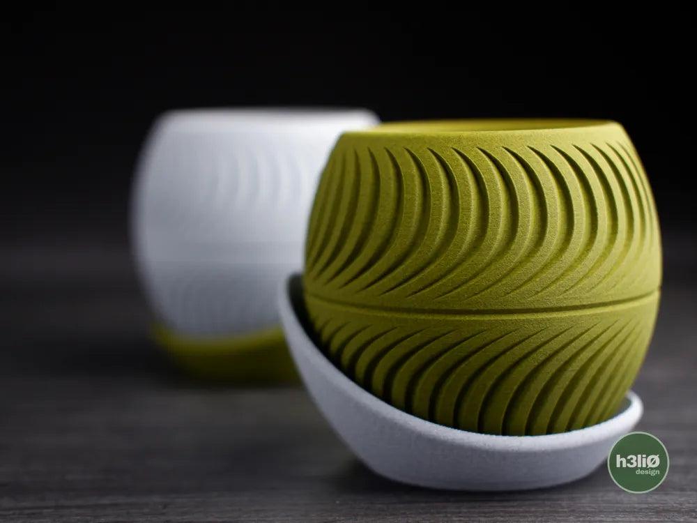 Sliced Planter with Elevated Wrap-Around Plate | Modern Indoor Pot