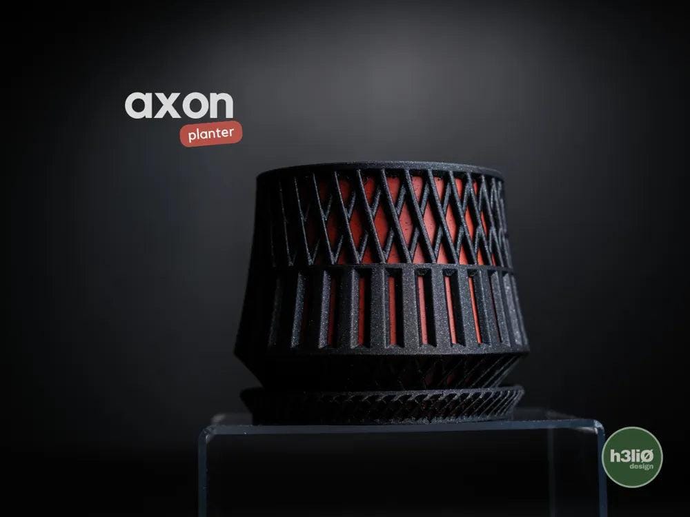 Axon Textured Planter with Elevated Drip Plate | Modern Indoor Pot