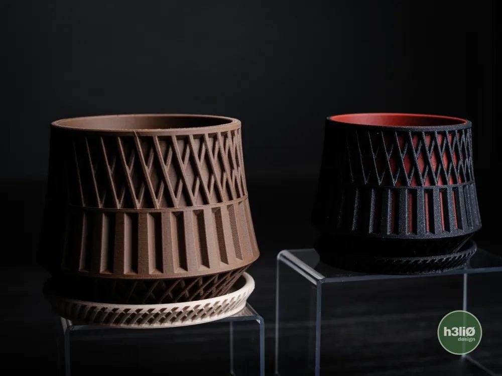 Axon Textured Planter with Elevated Drip Plate | Modern Indoor Pot