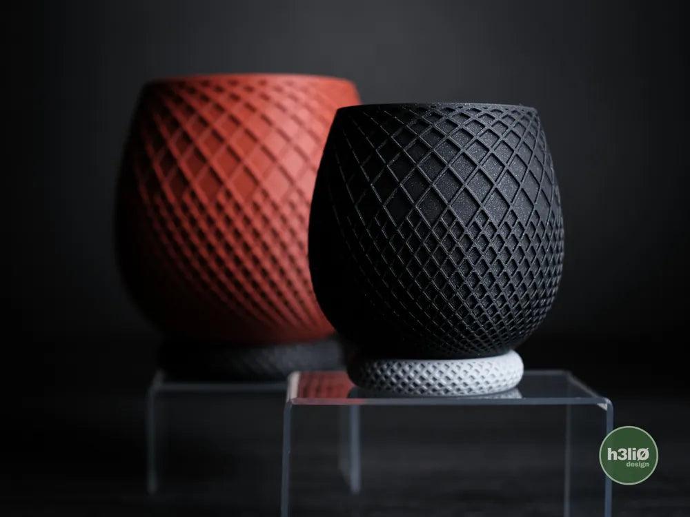 Miro Patterned Planter with Elevated Drip Plate | Modern Indoor Pot
