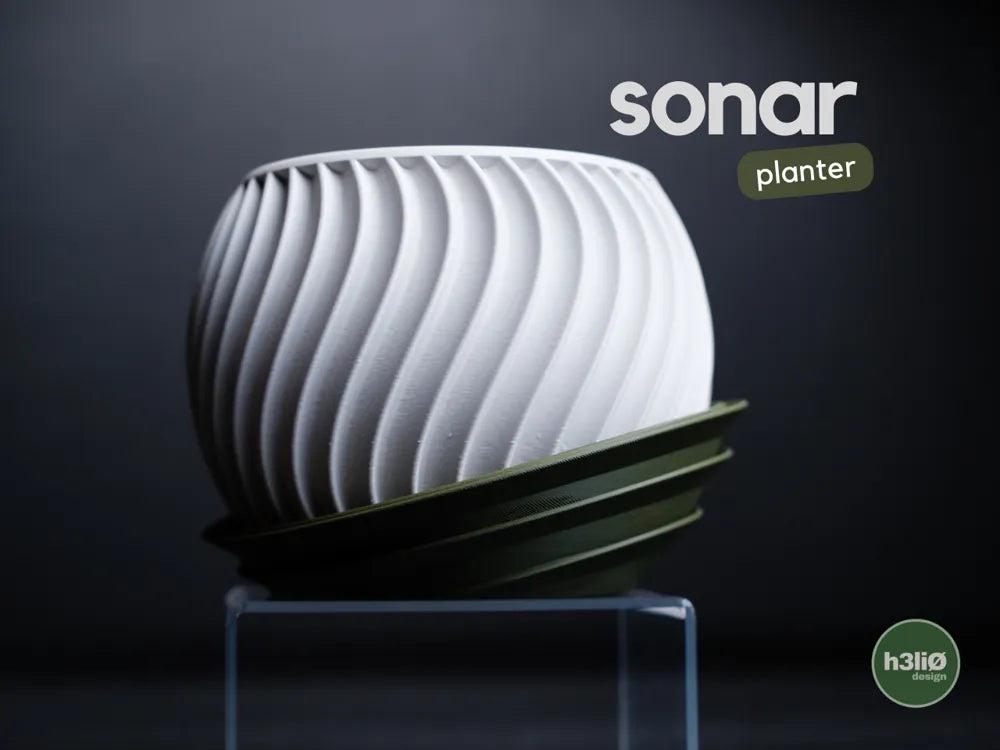 Sonar Wave Planter with Elevated Drip Plate | Modern Indoor Pot
