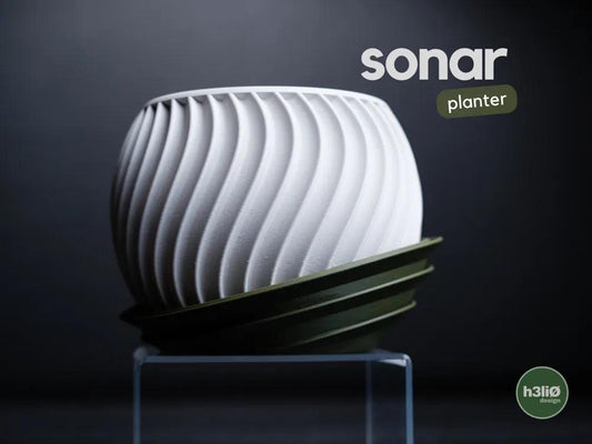 Sonar Wave Planter with Elevated Drip Plate | Modern Indoor Pot