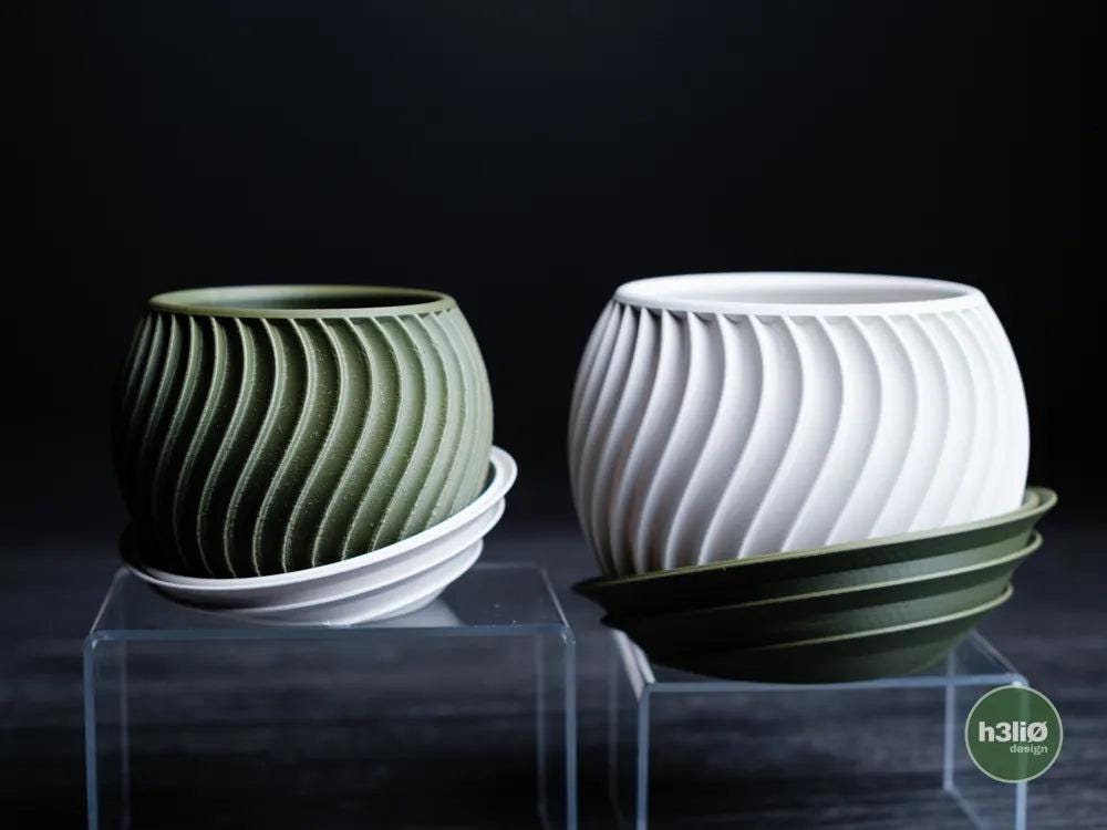 Sonar Wave Planter with Elevated Drip Plate | Modern Indoor Pot