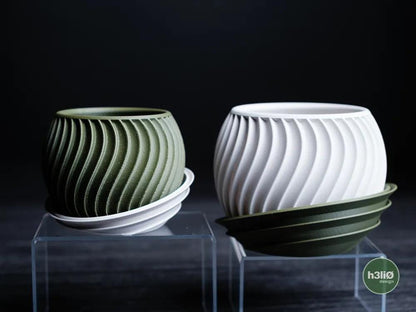 Sonar Wave Planter with Elevated Drip Plate | Modern Indoor Pot