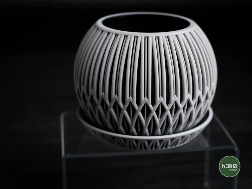 Zyra Patterned Planter with Elevated Plate | Modern Indoor Pot