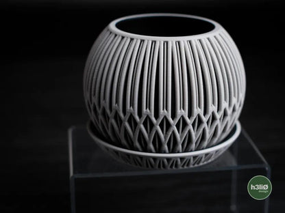 Zyra Patterned Planter with Elevated Plate | Modern Indoor Pot