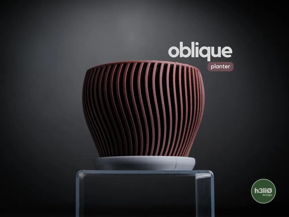 Oblique Angled Planter with Integrated Drip Plate | Modern Indoor Pot