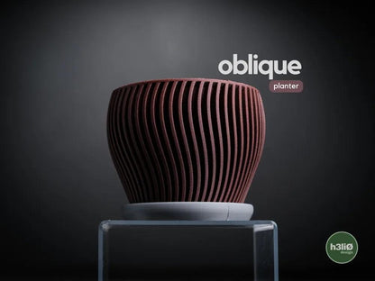 Oblique Angled Planter with Integrated Drip Plate | Modern Indoor Pot