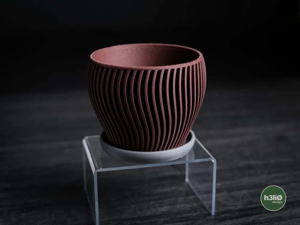 Oblique Angled Planter with Integrated Drip Plate | Modern Indoor Pot
