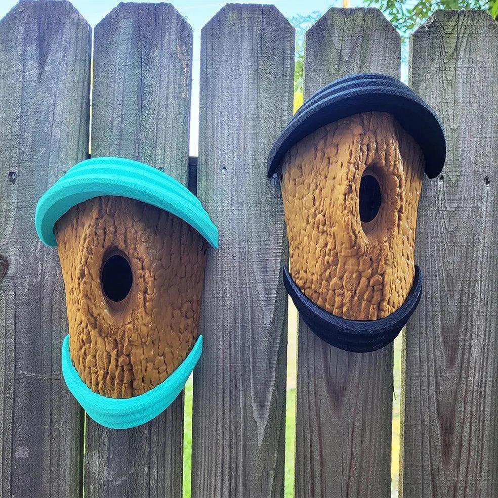 Tree Knot Birdhouse with Oblong Entry | Wall-Mount Nest Box