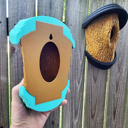 Tree Knot Birdhouse with Oblong Entry | Wall-Mount Nest Box