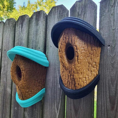 Tree Knot Birdhouse with Oblong Entry | Wall-Mount Nest Box