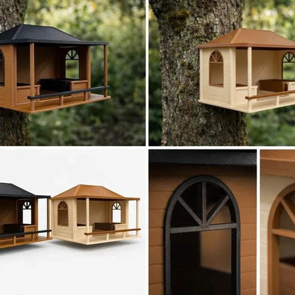 Classic Barn-Style Bird Feeder with Removable Roof | Outdoor Garden