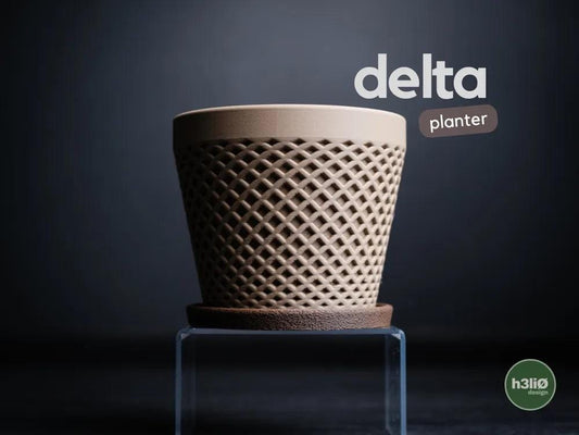Delta Patterned Planter with Elevated Drip Plate | Modern Indoor Pot