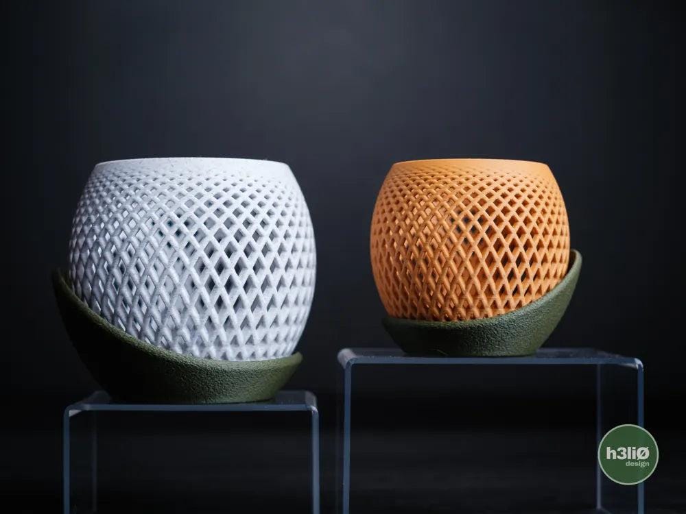 Polygon Orchid Planter with Elevated Wrap-Around Plate | Modern Indoor Pot